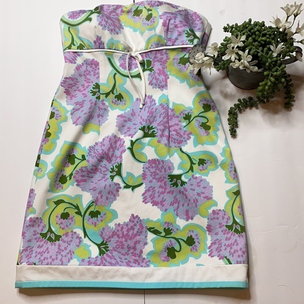 Laundry Shelli Segal Floral Strapless Feminine Romantic Mini Dress 4‎